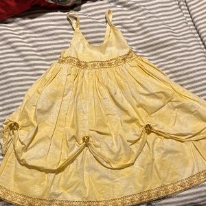 Bitty Bitty Bum Bum Handmade Size 5 Little Kids Yellow Dress with Gold Accents